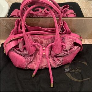 Just Cavalli Pink Satchel with Metallic Accents